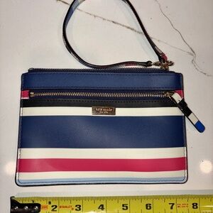kate spade Navy, White & Pink Striped Wristlet